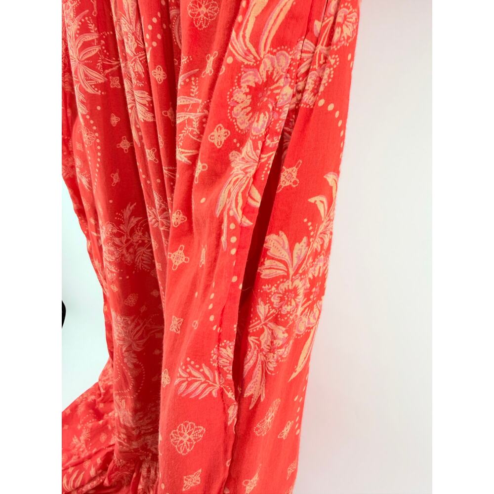 Free People Golden Hour Red Floral Boho Maxi Dress M Cottagecore Romantic - Picture 4 of 10